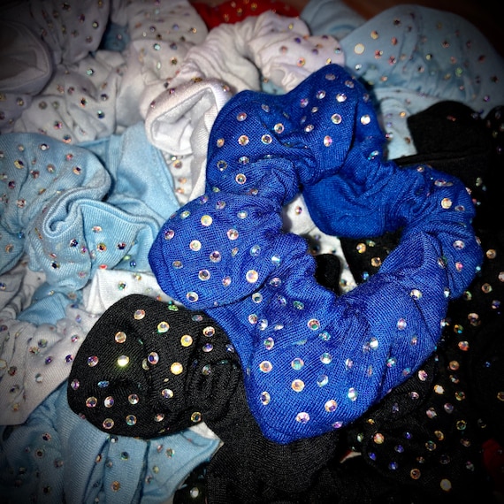 Rhinestone SCRUNCHIES, ANY Color, 4 inch, See Description for COLORS, Squad Discounts, Cheer Squad
