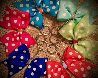 Polka Dot Bow Keychain Bow BUY 2 GET 1 FREE Squad Discounts Choose Your Ribbon and Center Color, Cheer Gift