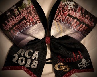 PHOTO Cheer Bow Great Gift Cheer Gift ALL Colors Choose TEXT/Images Ask me to design something specific for you today!!