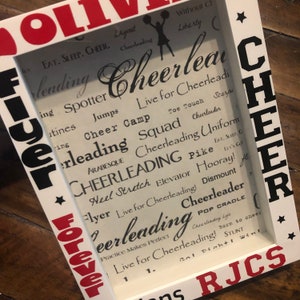 Cheer Frame, Personlized Photo Frame, ANY Sport/Text/Colors Pic FRAME-SHADOW Box Picture Frame 5x7, Cheer Gift image 5