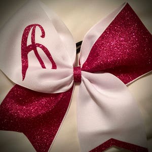 GLITTER Cheer Bow Your Text, Initial, Team Many Colors Hair Bow Personalized Bow image 5