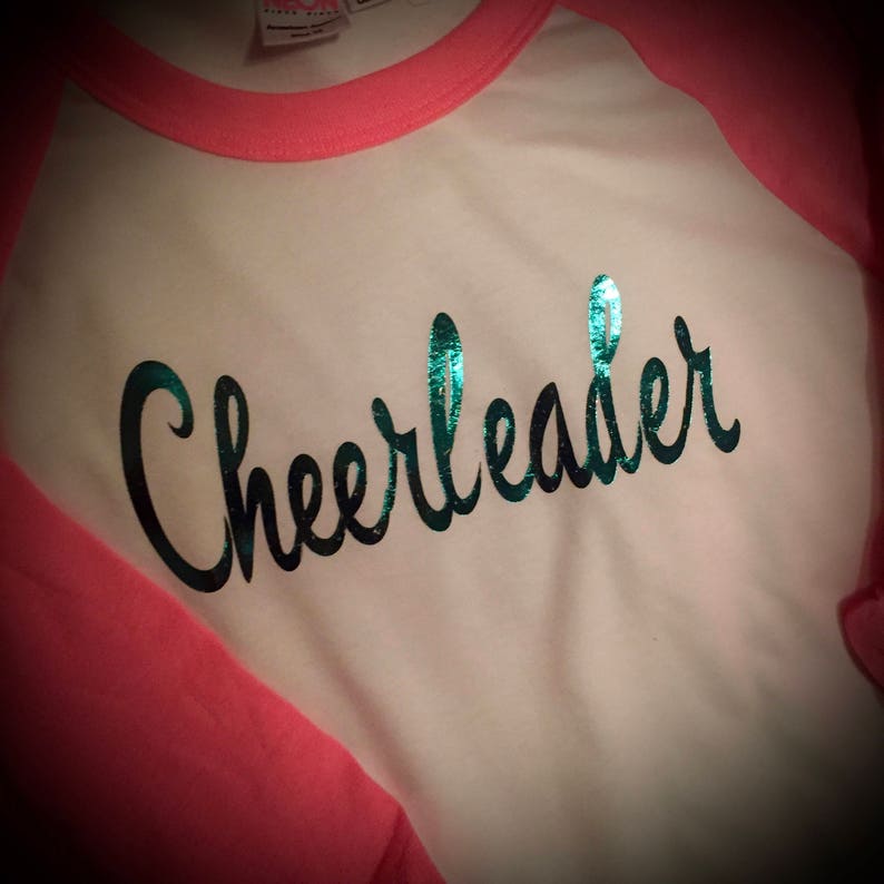 Raglan Tees w/FOIL ANY Text Any Size Any Color CHEER Shirt Baseball Shirt Coach Gift image 5