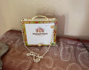 Macanudo Cigar Box Purse - Handmade Clutch with Gold Chain