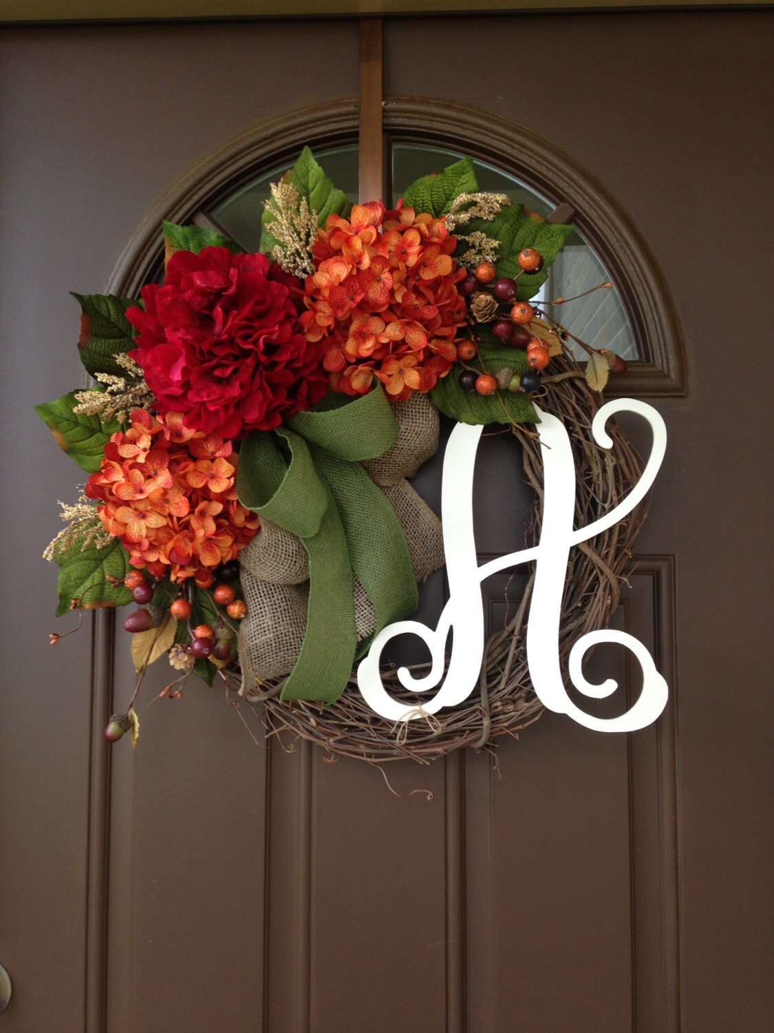 Fall Wreath- Fall Decor - Fall Decorations - Fall Door Hanger - Front…