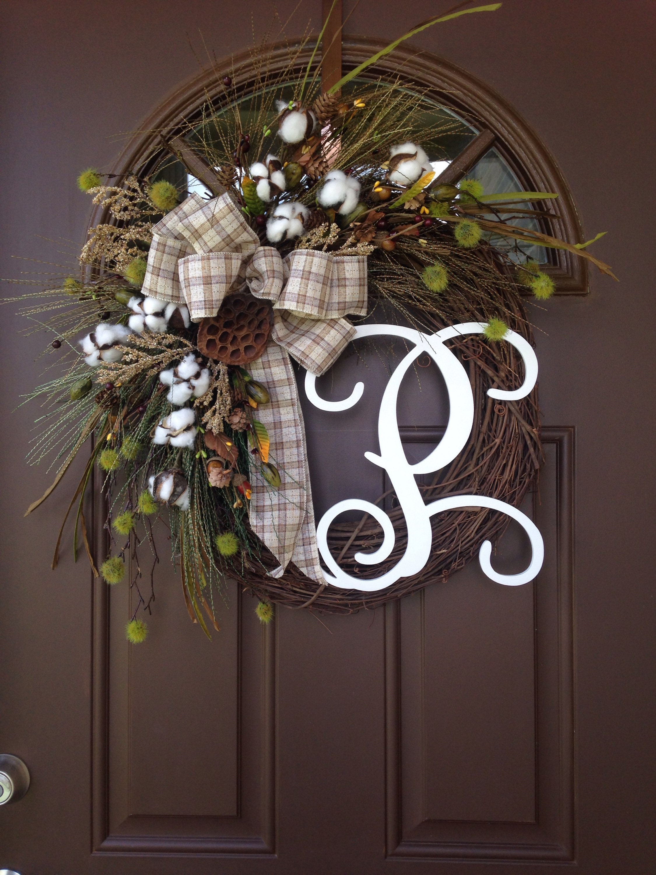 All Season Cotton Wreath for Front Door Everyday Wreath Etsy
