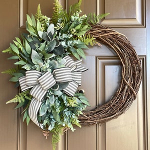 Greenery Wreath for Front Door Year Round Couple Gift Eucalyptus Wreath ...