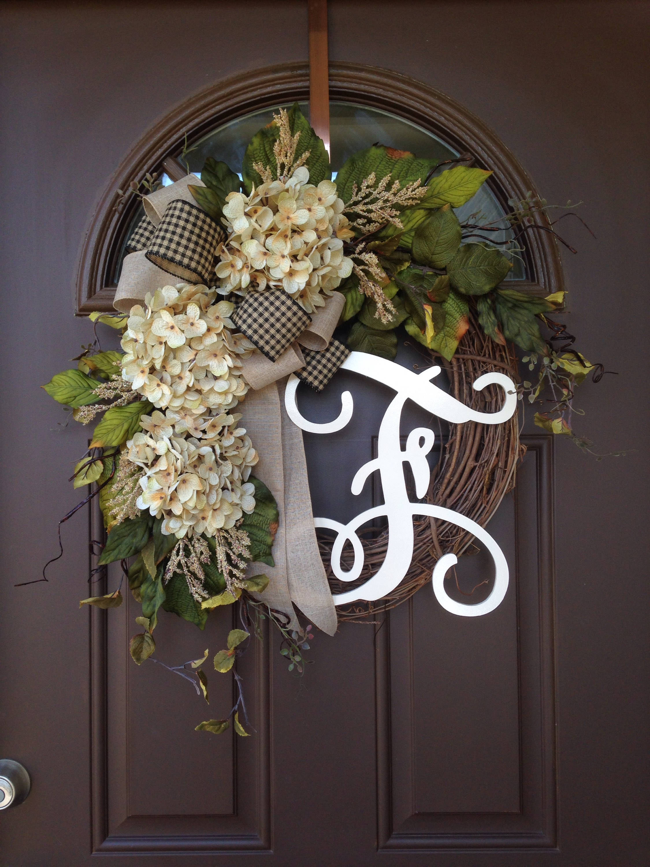 Year Round Wreath for Front Door - Everyday Hydrangea Wreath with Mon…