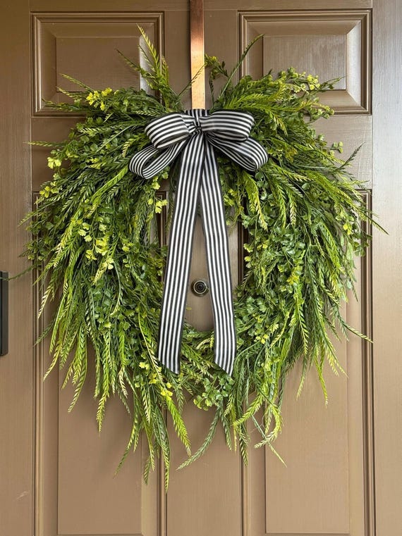 Greenery Year Round Wreath for Front Door- Outdoor French Cottage  Grapevine Wreath - Mothers Day Gift - All Season Porch Decor