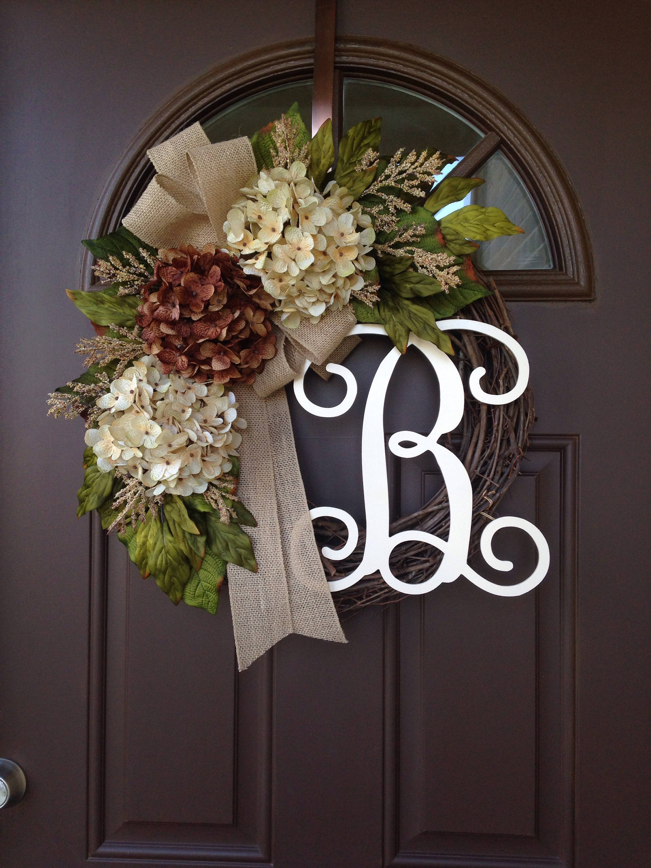Year Round Wreath with Monogram - All Season Wreath with Initial - Hy…