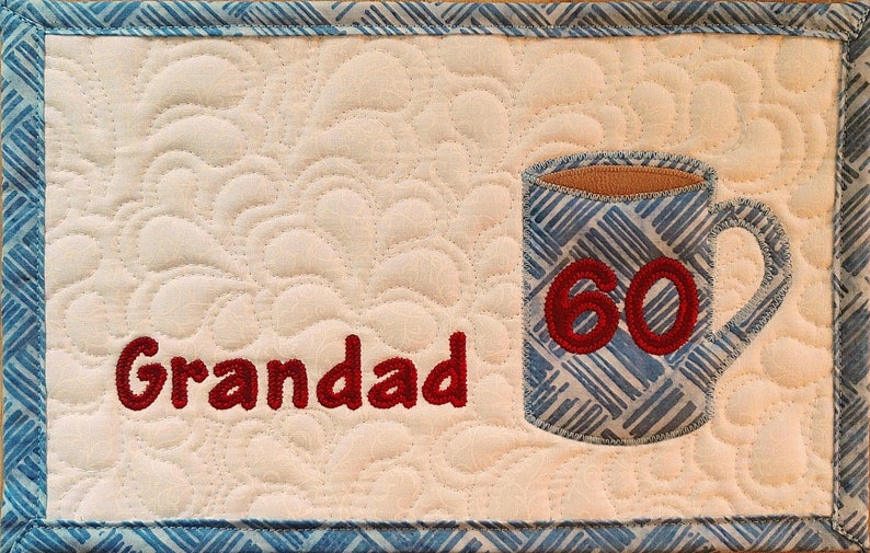 custom design mug rug quilted gift gifts for her dad gift mum gift gifts for him Personalised mug rug bespoke design