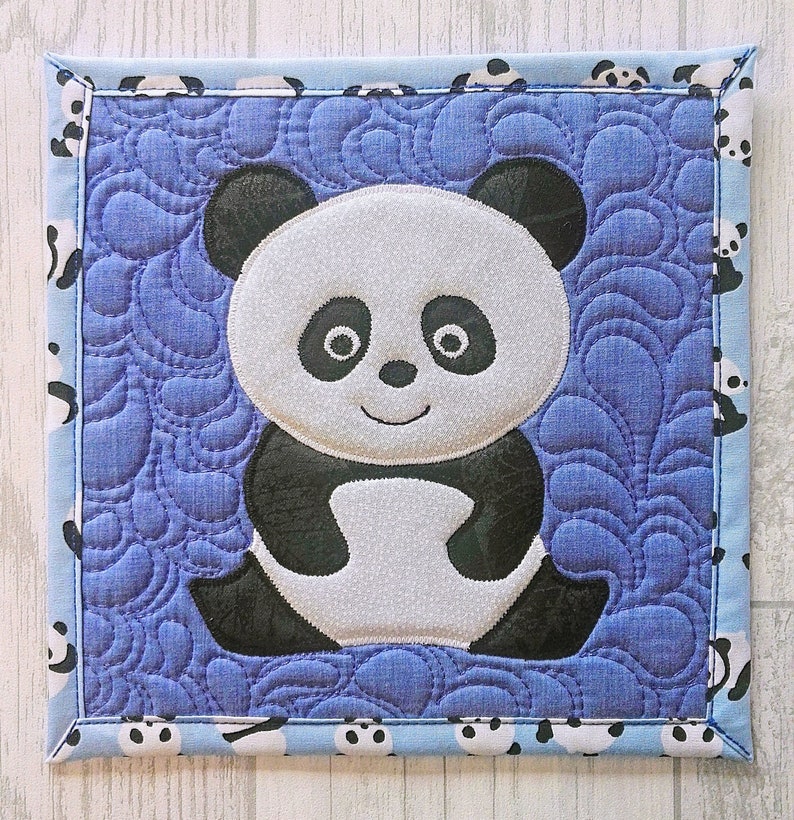 unique gift panda mug rug square quilted mug rug cute panda panda lover gifts Panda mug rug mother/'s day quirky gift