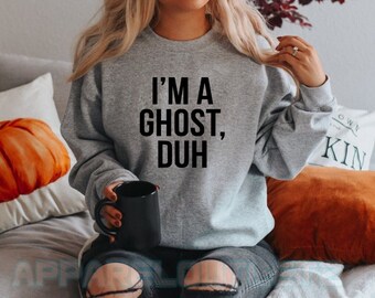 I'm A Ghost Duh Sweatshirt jumper top soft cotton Halloween skeleton body bones scary ghost pumpkin fancy dress gift trick or treat