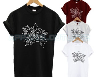 Triangle rose t shirt flower cute fashion future swag  funny slogan dope tumblr hipster unisex