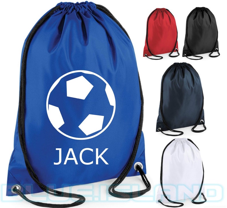 Personalised Football Drawstring Bag Soccer Your Name Rucksack Etsy