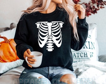 Skeleton body Sweatshirt jumper top soft cotton Halloween skeleton body bones scary ghost present pumpkin fancy dress gift new