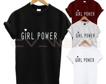 Girl power heart t shirt new fashion love feminine work hard feminist stick together one world confidence