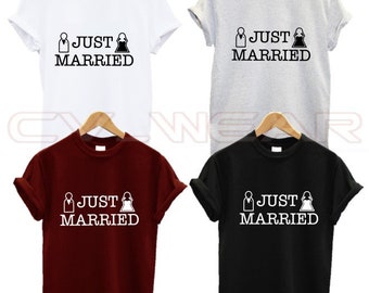 New Just married t shirt couple marriage newly wed hubby wifey husband wife love couple unisex new