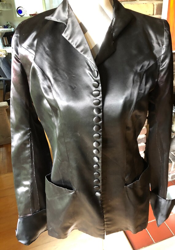 Beautiful 1920's Black Satin Jacket