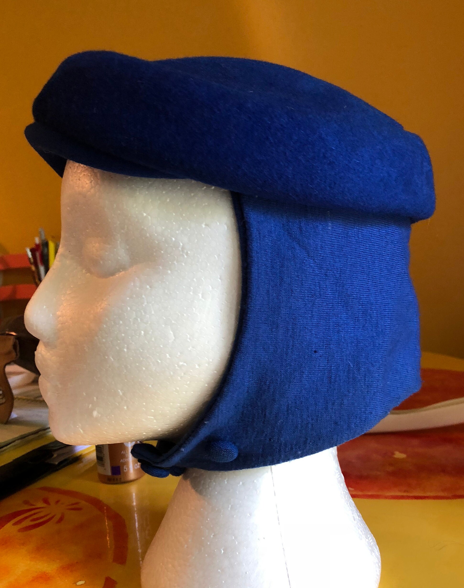 Wool Pillbox Hat With Ear Covers 