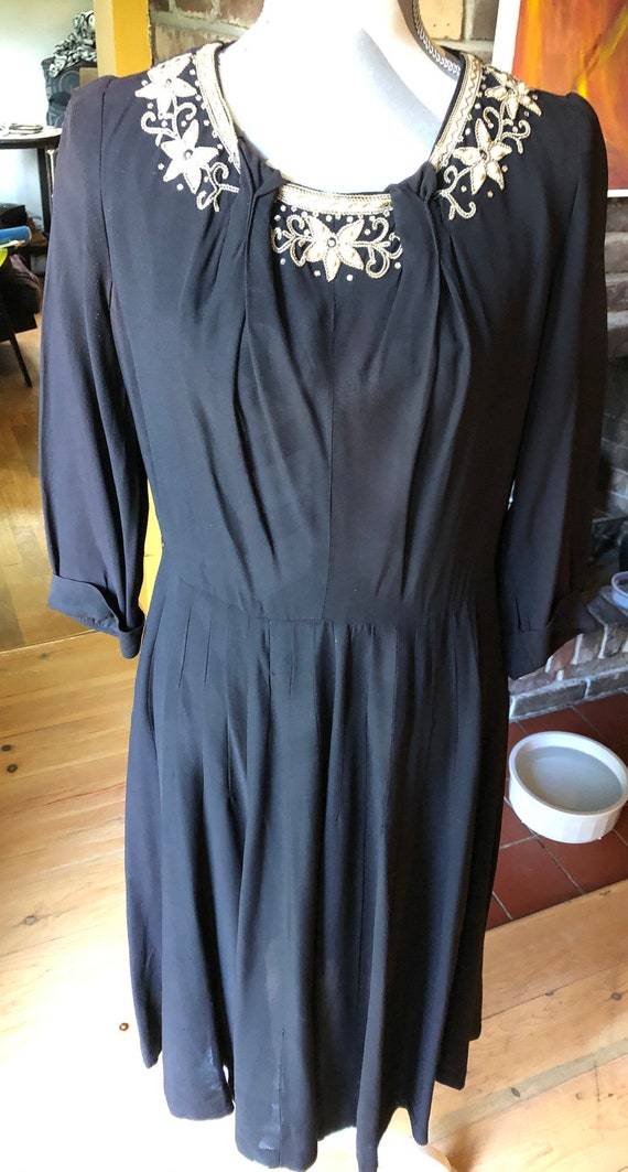 Unique 1930/40's "Gloria Swanson" Black Dress