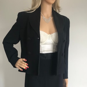 Vintage Wool Tuxedo Set: 1990s Black Skirt Suit, Made in Italy (UK Size 6/XS)