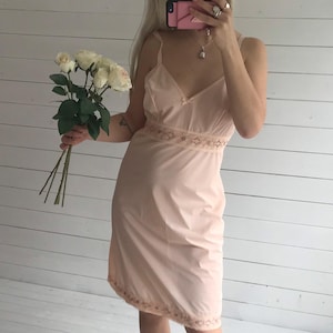 Vintage 1960s Semi Sheer Peach Slip Dress