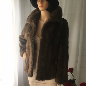 Vintage 70s St Michael Brown short Faux Fur Jacket.