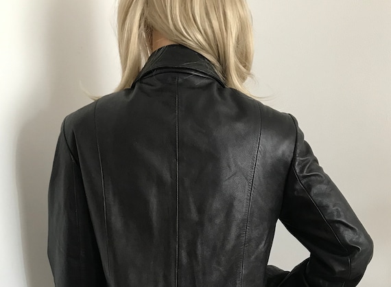 Vintage 90s Butter-soft Black Leather Jacket with… - image 8
