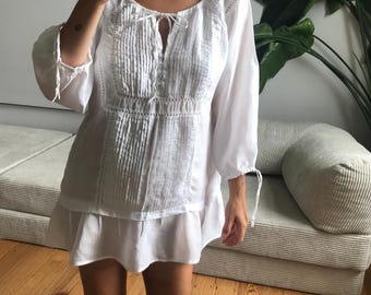 Vintage Pretty White Cotton Blouse/Dress.