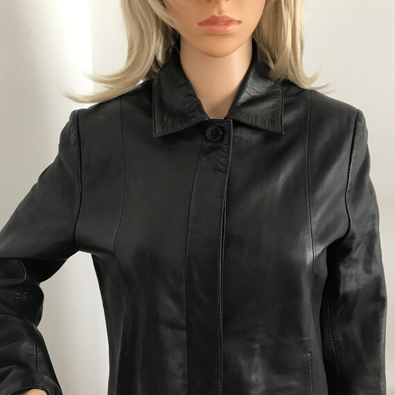 Vintage 90s Butter-soft Black Leather Jacket with… - image 6