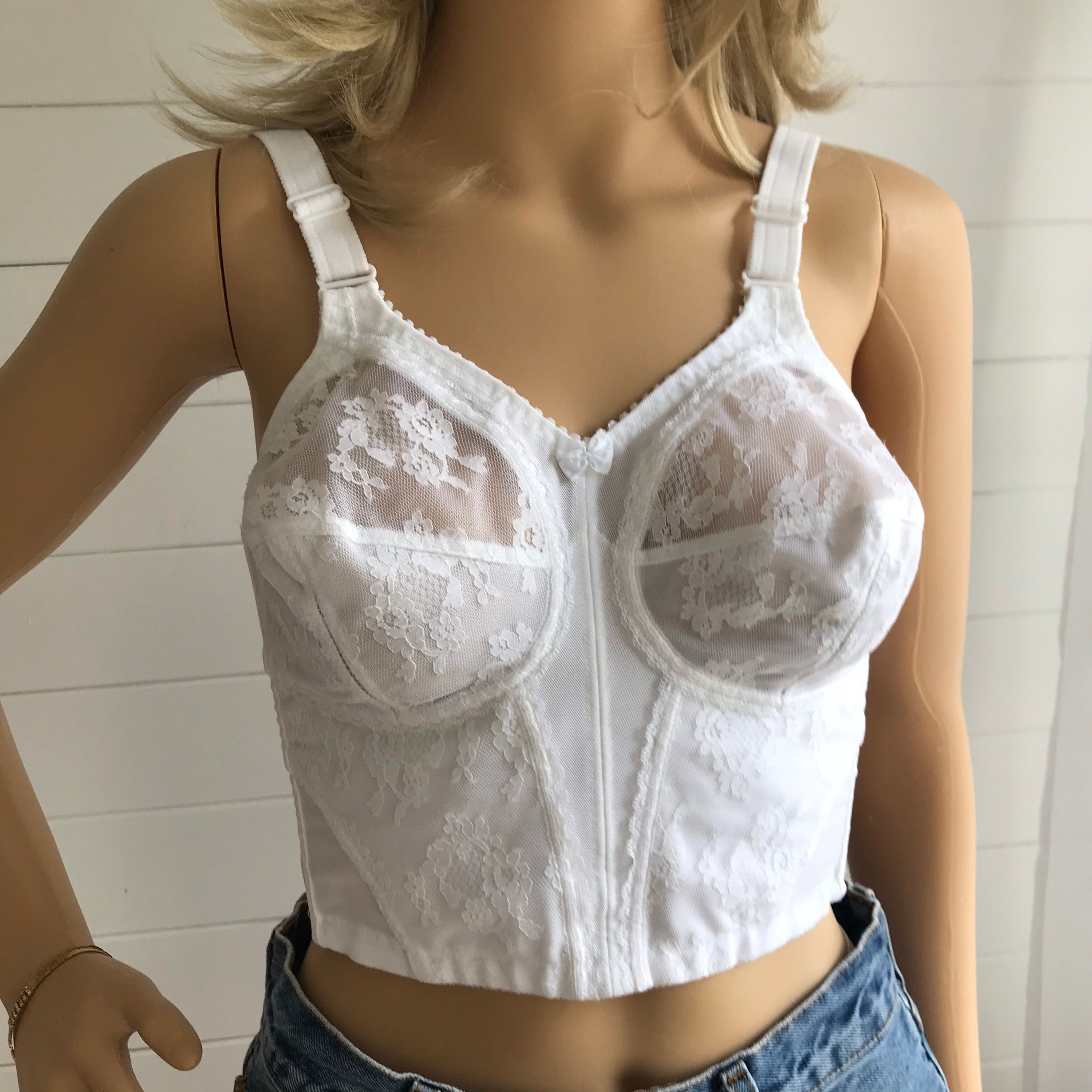 Vintage White Lace Bustier Corset Longline Bra UK Size 36C. -  UK