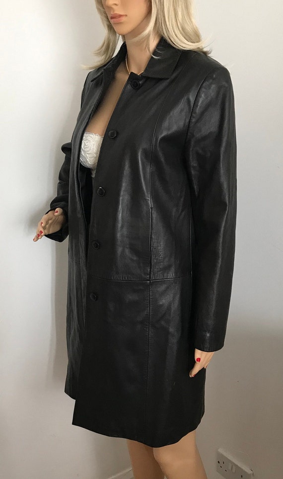 Vintage 90s Butter-soft Black Leather Jacket with… - image 2