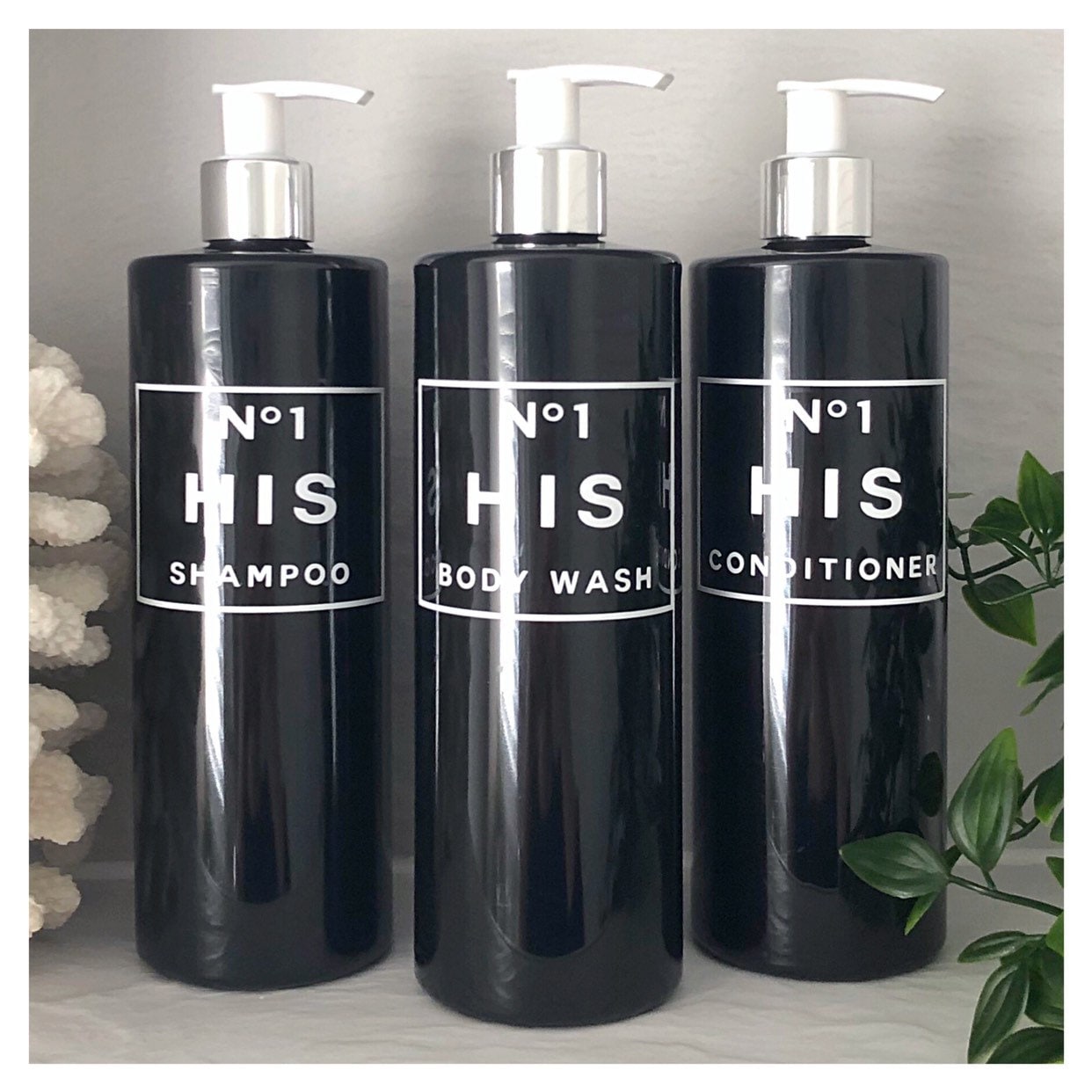 Black Bathroom Dispenser Bottle 500ml Reusable Shampoo Etsy