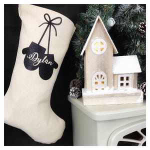 Personalised mittens linen stocking