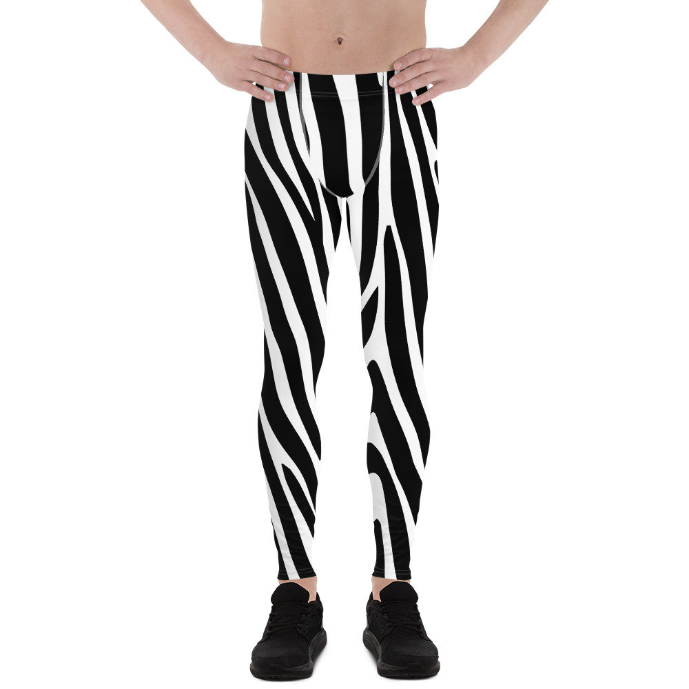 Zebra Leggings for Men, Men's Hipster Fun Leggings, Gifts For Men, Animal Zebra Print, Halloween Costume, Men's Christmas Birthday, Animal