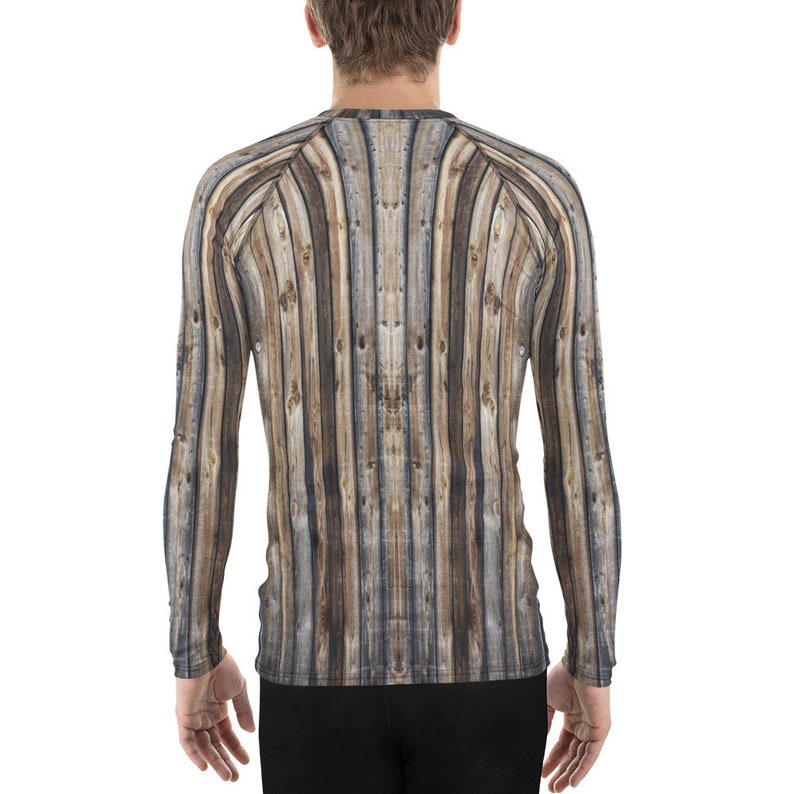 Mens Long Sleeve Shirts Festival Clothing Gifts for Men Wood Strips Men/'s Rash Guard Skater Streetwear Festival Men/'s Hipster Clothes