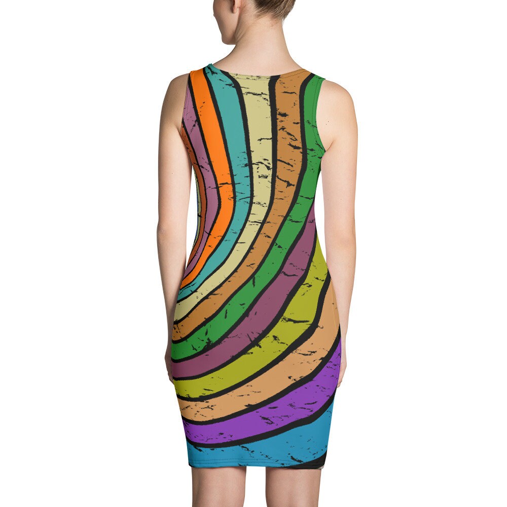 Colorful Print Dress, Rainbow Colors, Festival Clothing, Party Dress ...