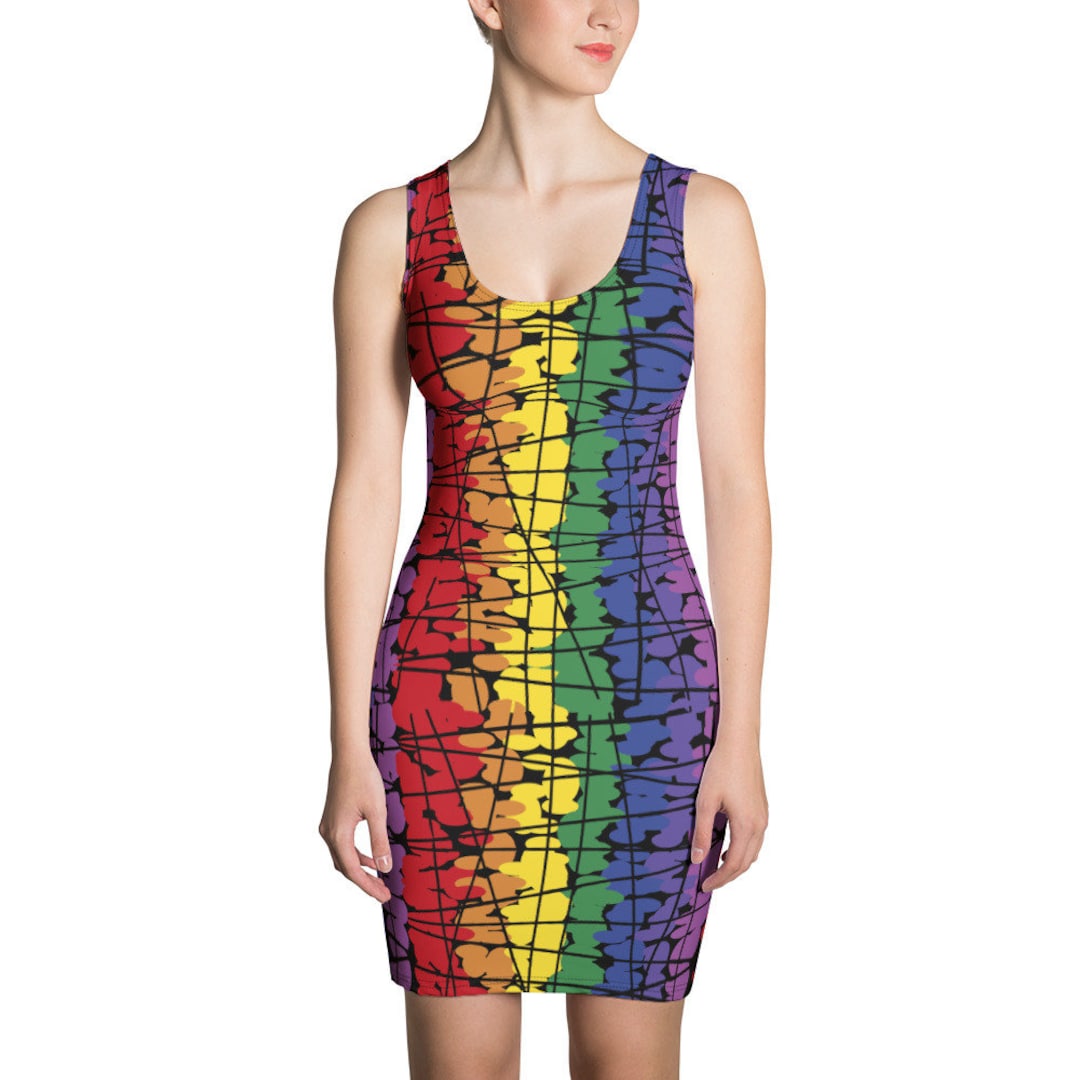 slim fit dress slacks Wholesale Rainbow Peace Pearl Dress