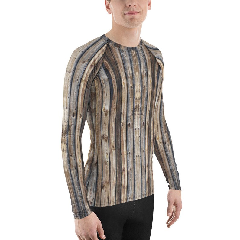 Mens Long Sleeve Shirts Festival Clothing Gifts for Men Wood Strips Men/'s Rash Guard Skater Streetwear Festival Men/'s Hipster Clothes