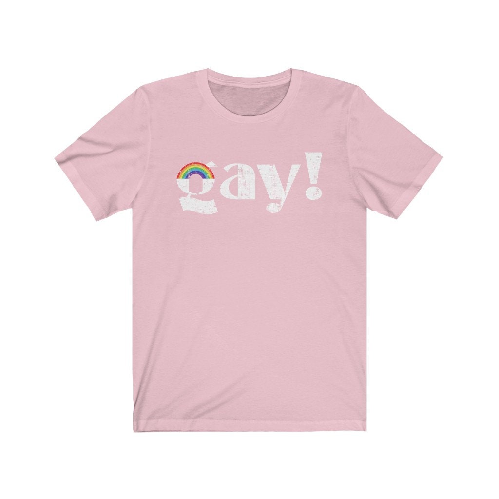 Camiseta gay, Reto Style LGBTQ Tee, Art Deco Letters,Rainbow Pride