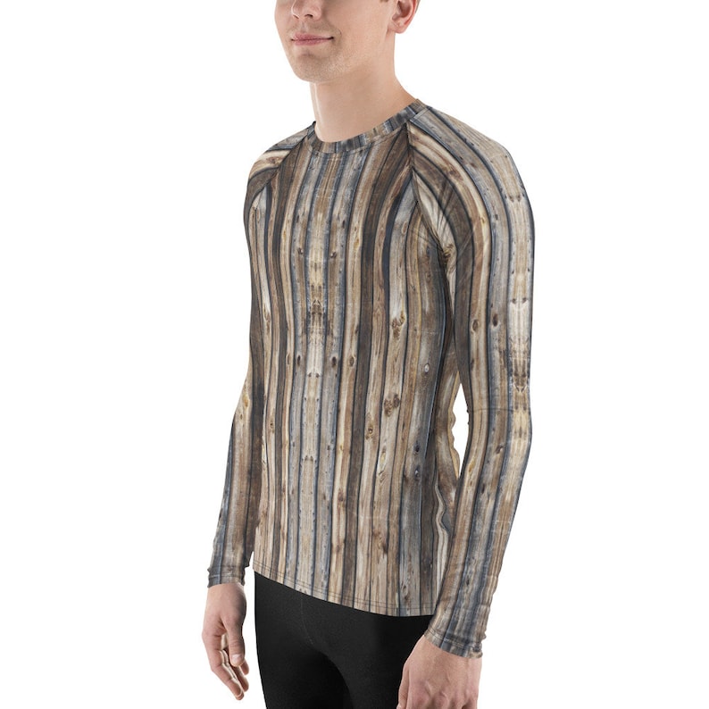 Mens Long Sleeve Shirts Festival Clothing Gifts for Men Wood Strips Men/'s Rash Guard Skater Streetwear Festival Men/'s Hipster Clothes