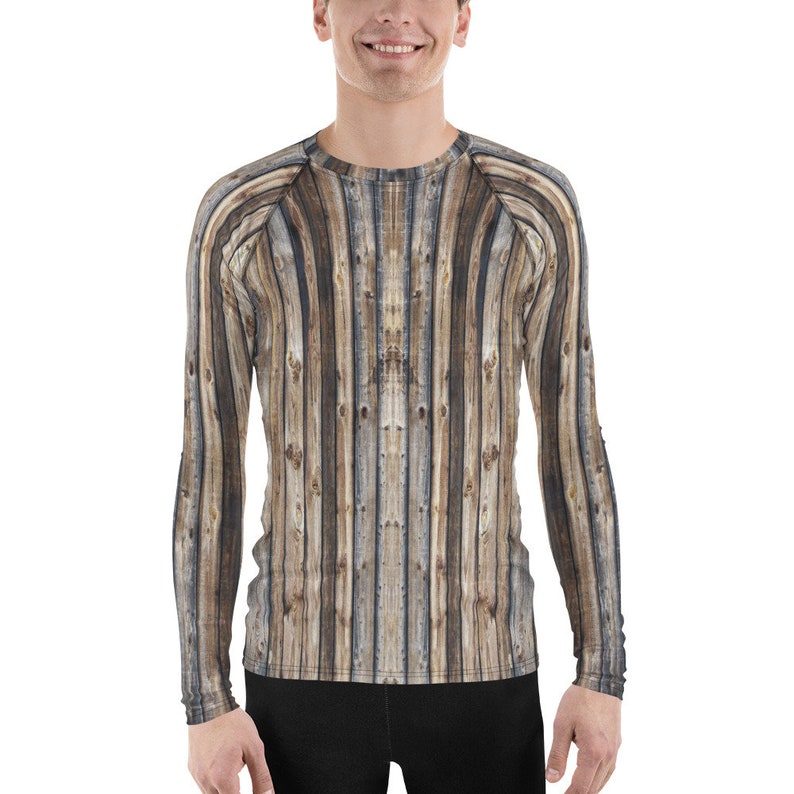Mens Long Sleeve Shirts Festival Clothing Gifts for Men Wood Strips Men/'s Rash Guard Skater Streetwear Festival Men/'s Hipster Clothes