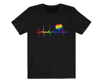 Gay Pride Rainbow Heart Tshirt Rainbow Pride Shirt Unisex Lgbtq Support World Pride, NYC LA International Pride Birthday Christmas Ally Gift