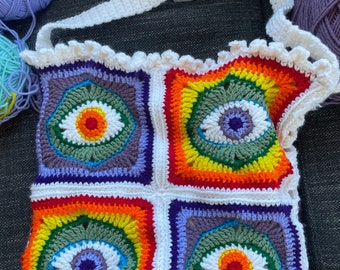 Rainbow Contrast Eyeball Tote