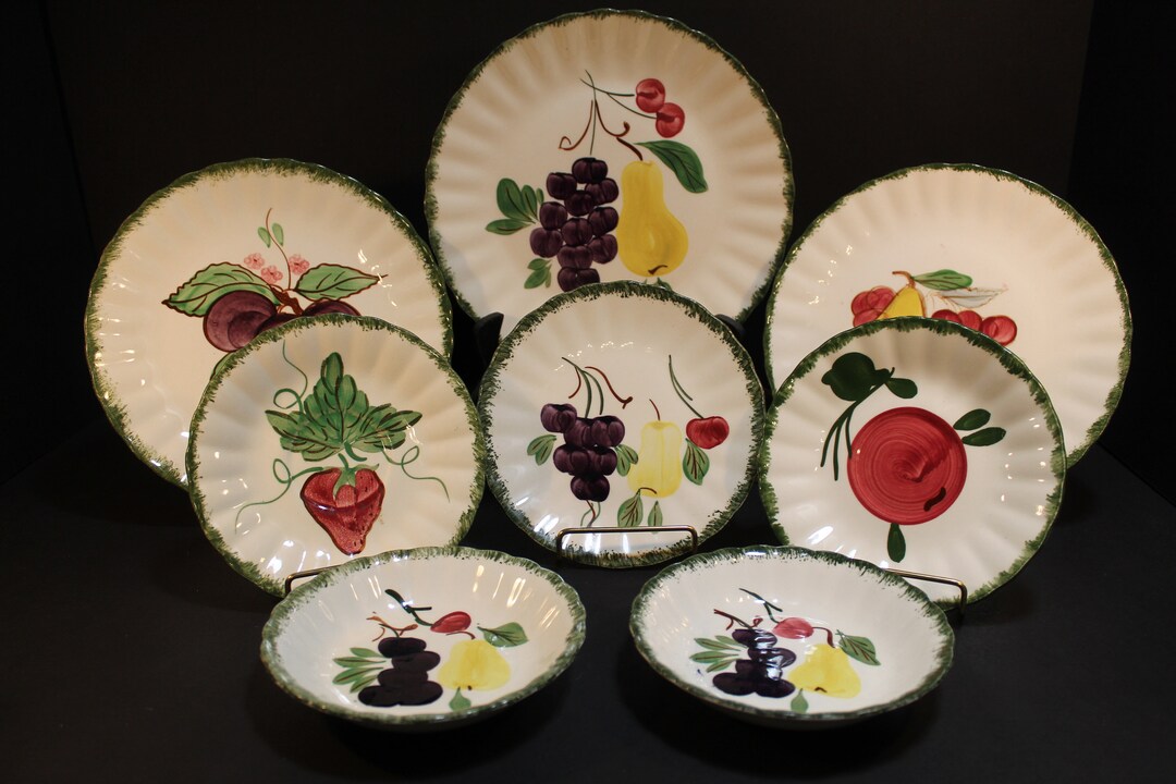 Blue Ridge Southern Pottery Fruit Plates and Bowls, Lot of 8, Vintage ...