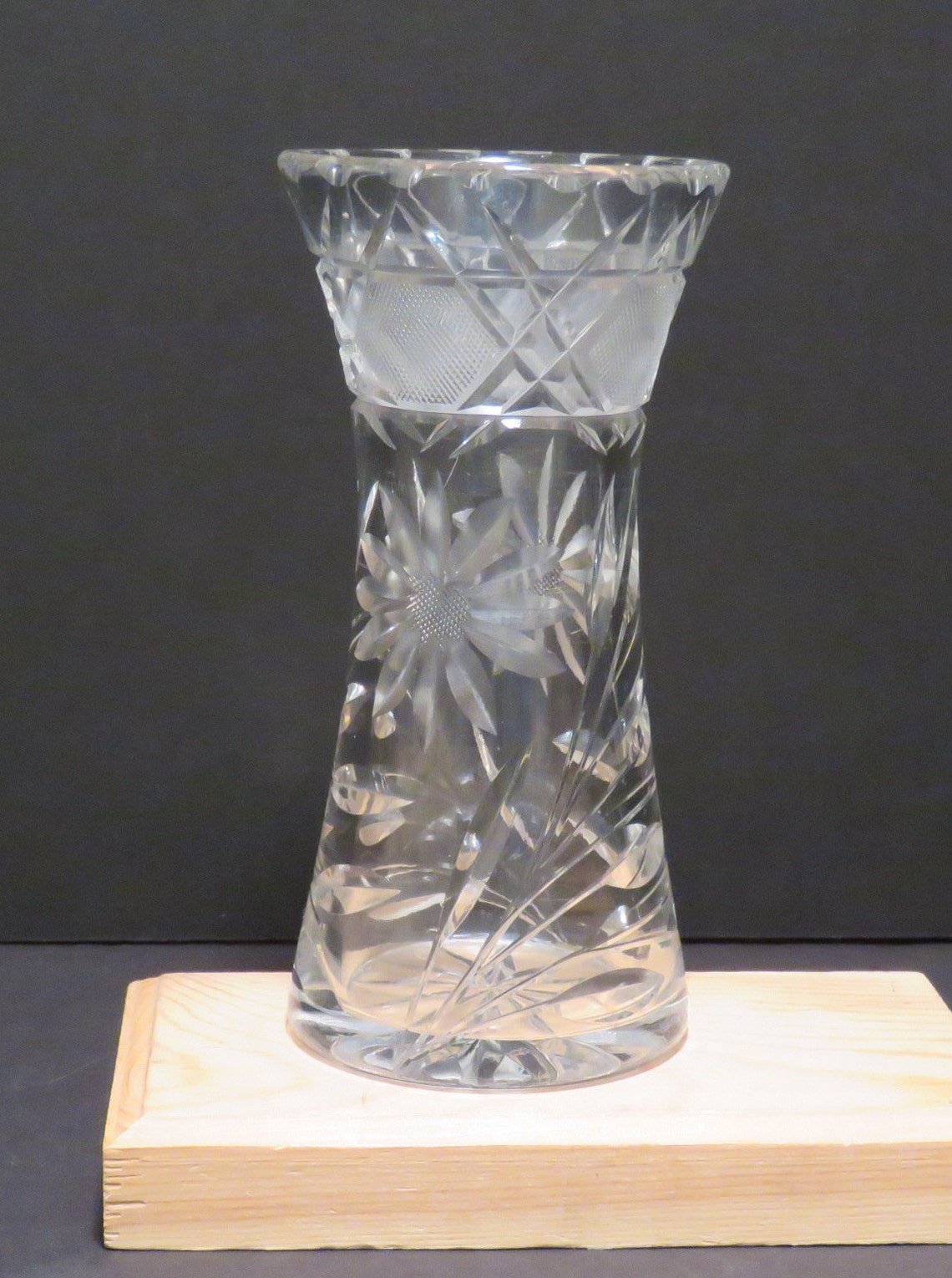 American Brilliant Period Cut Glass Vase Daisy Corset 6 Etsy