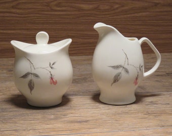 Universal Potteries Ballerina "Rosette" Creamer Sugar Bowl with Lid, 1950's Mid Century