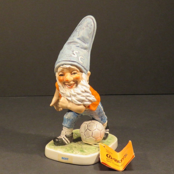 1975 Goebel Co Boy "Bert" Soccer Player Gnome Figurine with Story Tag 1752518 W. Germany