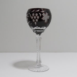 Vintage Nachtmann Traube Amethyst Hock Wine Lead Crystal Goblet 8&quot;Tall, Purple Cut to Clear Color, Germany, C 1980&#39;s