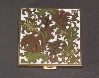 Volupte Enamel Powder Compact with Mirror, Vintage 1950's